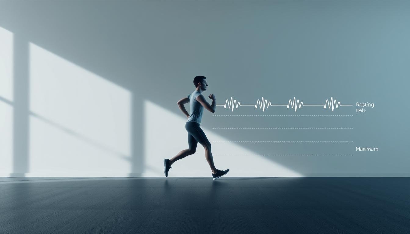 A high-quality illustration of heart rate zones for weight control. In the foreground, a detailed visualization of the different heart rate zones, ranging from resting to maximum, presented with clean, infographic-style graphics. In the middle ground, a human figure performing a cardio exercise, their heart rate visually mapped onto the zones. The background depicts a minimalist, monochromatic fitness environment, with subtle lighting casting shadows to convey depth and dimension. The overall mood is informative and motivational, designed to clearly communicate the concept and benefits of using heart rate zones for optimal fat burning and endurance training.