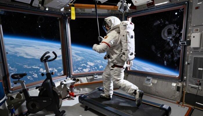Deporte en el espacio astronautas