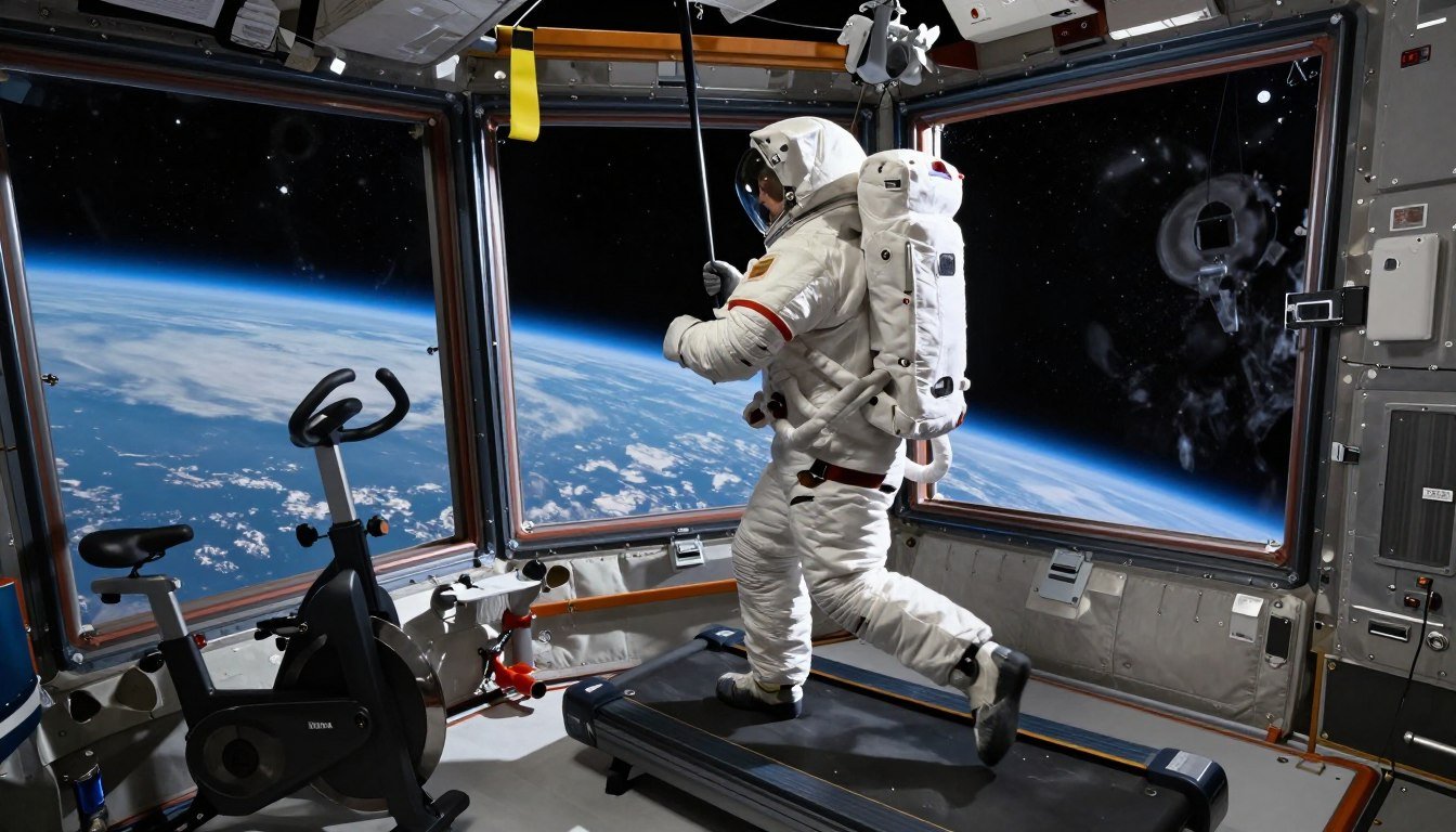 Deporte en el espacio astronautas