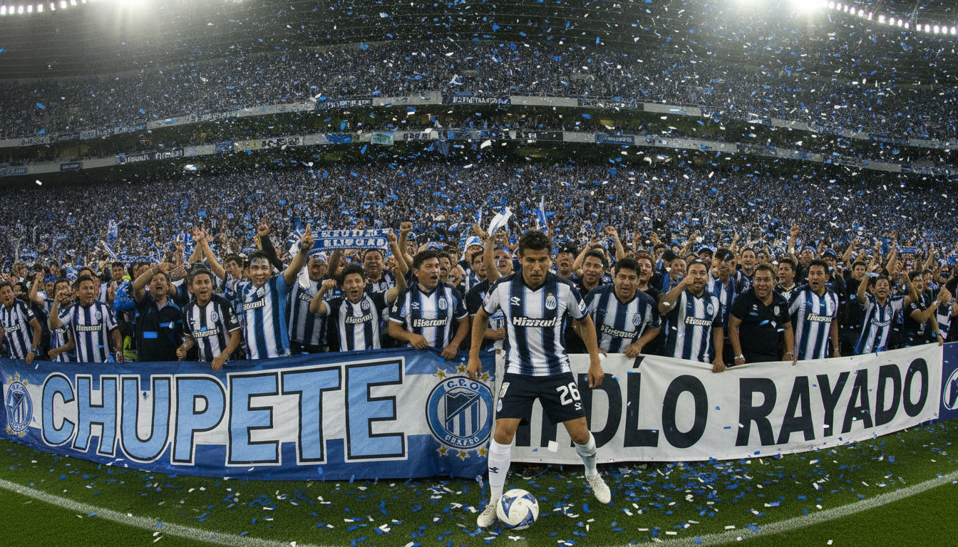 A vibrant, dynamic scene capturing the essence of Humberto Suazo’s impact on Mexican football. In the foreground, a diverse group of enthusiastic fans wearing jerseys and holding banners celebrating Suazo is cheering passionately. The middle ground features an action shot of Suazo in a classic blue and white Monterrey kit, skillfully dribbling a soccer ball, with determination on his face. In the background, a packed stadium filled with cheering spectators erupts in celebration, with colorful confetti raining down. The lighting is bright and energetic, simulating the atmosphere of a thrilling match day. Use a wide-angle lens to emphasize the scale of the crowd and the intensity of the moment, evoking a sense of pride and admiration for Suazo's legacy in the sport. A vibrant, dynamic scene capturing the essence of Humberto Suazo’s impact on Mexican football. In the foreground, a diverse group of enthusiastic fans wearing jerseys and holding banners celebrating Suazo is cheering passionately. The middle ground features an action shot of Suazo in a classic blue and white Monterrey kit, skillfully dribbling a soccer ball, with determination on his face. In the background, a packed stadium filled with cheering spectators erupts in celebration, with colorful confetti raining down. The lighting is bright and energetic, simulating the atmosphere of a thrilling match day. Use a wide-angle lens to emphasize the scale of the crowd and the intensity of the moment, evoking a sense of pride and admiration for Suazo's legacy in the sport.